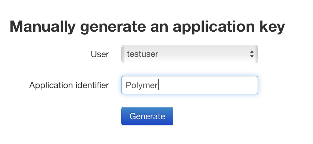 Form showing an application identifier text field and a generate button